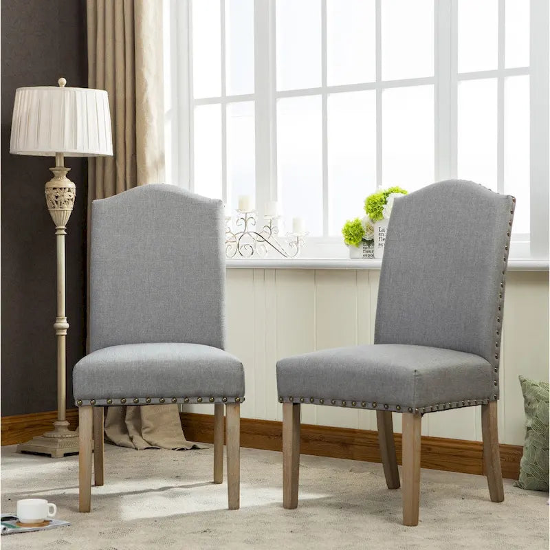 Solid Wood Upholstered Parson Dining Chairs (Set of 2)