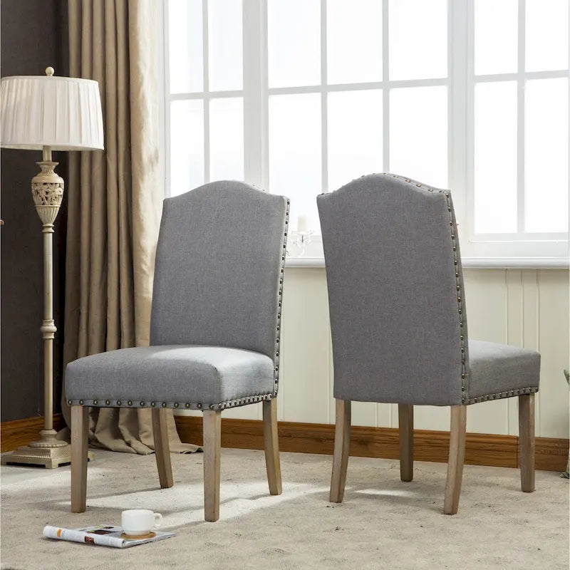 Solid Wood Upholstered Parson Dining Chairs (Set of 2)