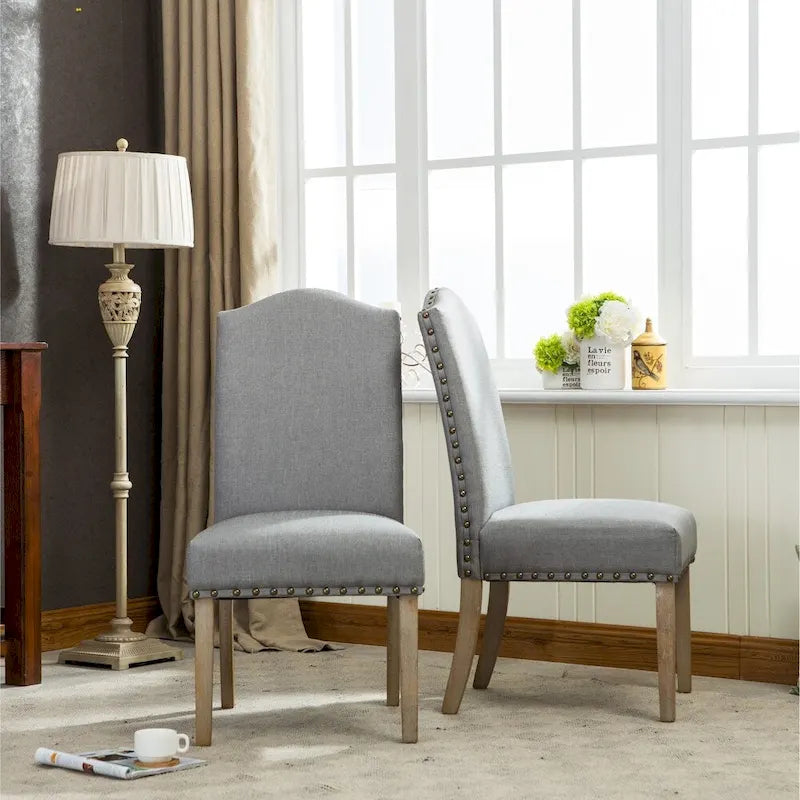 Solid Wood Upholstered Parson Dining Chairs (Set of 2)