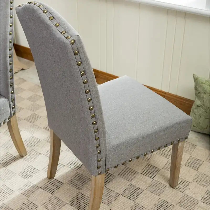 Solid Wood Upholstered Parson Dining Chairs (Set of 2)