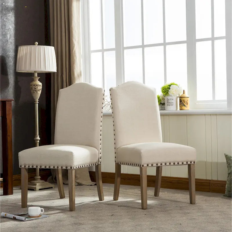 Solid Wood Upholstered Parson Dining Chairs (Set of 2)
