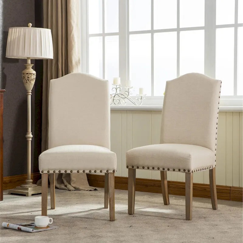 Solid Wood Upholstered Parson Dining Chairs (Set of 2)
