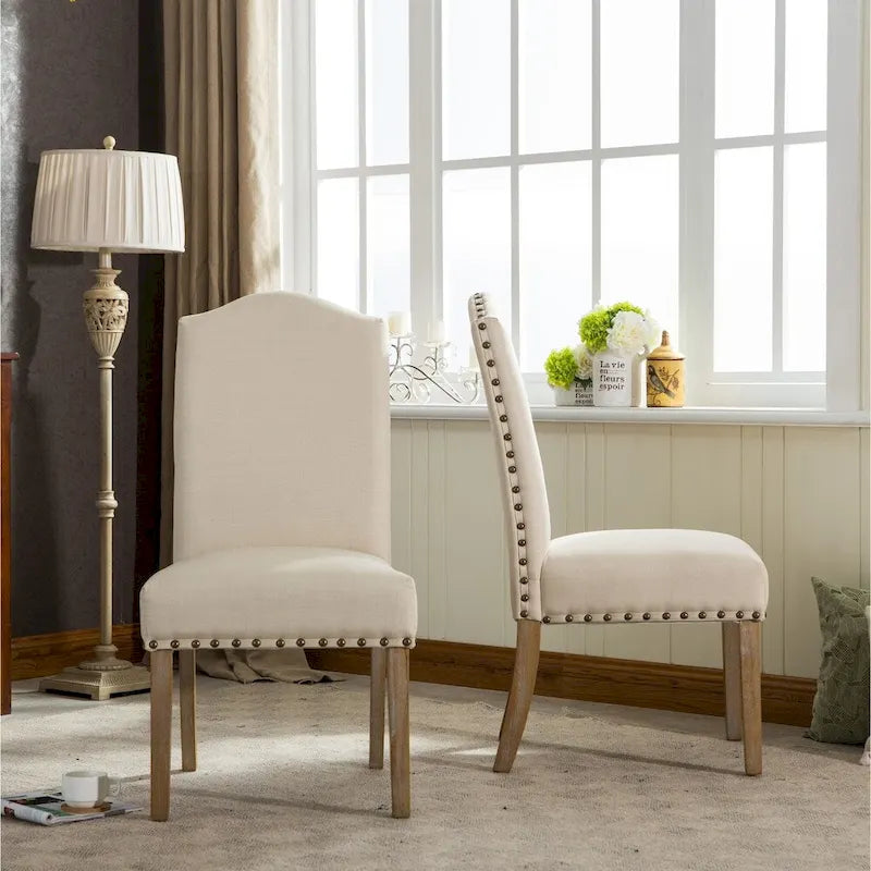 Solid Wood Upholstered Parson Dining Chairs (Set of 2)