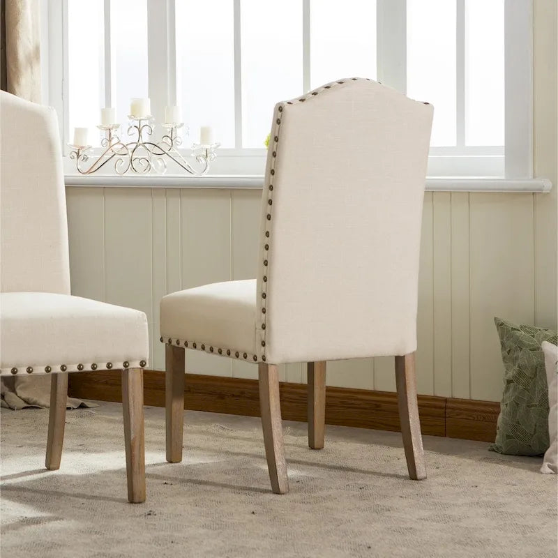 Solid Wood Upholstered Parson Dining Chairs (Set of 2)
