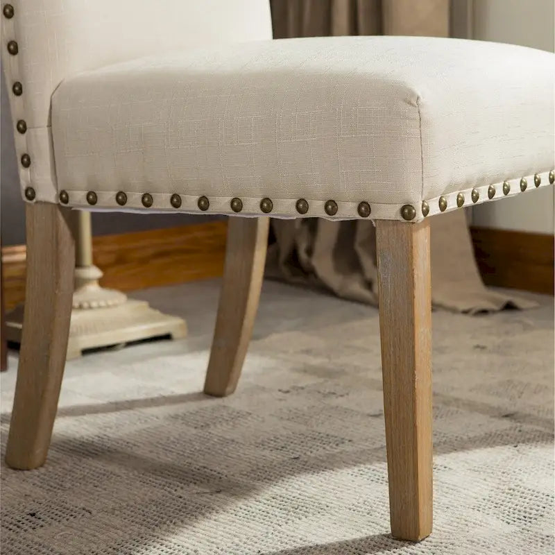 Solid Wood Upholstered Parson Dining Chairs (Set of 2)