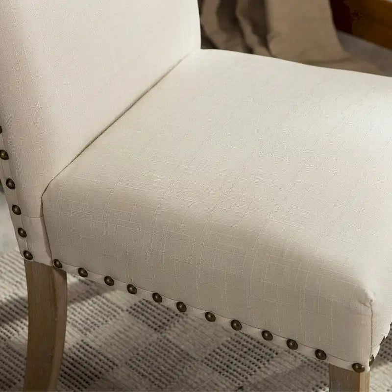 Solid Wood Upholstered Parson Dining Chairs (Set of 2)