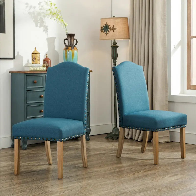 Solid Wood Upholstered Parson Dining Chairs (Set of 2)