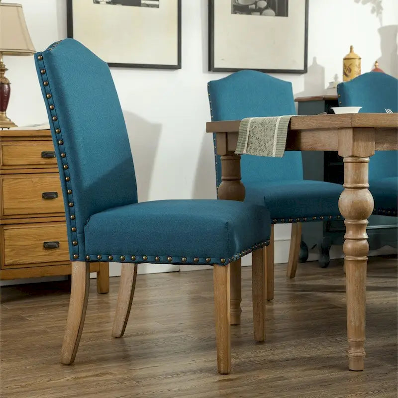 Solid Wood Upholstered Parson Dining Chairs (Set of 2)
