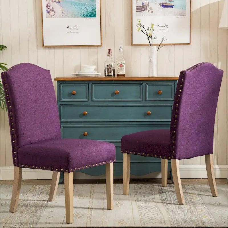 Solid Wood Upholstered Parson Dining Chairs (Set of 2)