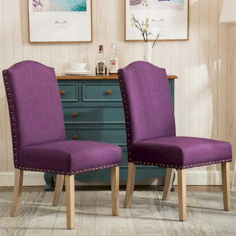 Solid Wood Upholstered Parson Dining Chairs (Set of 2)