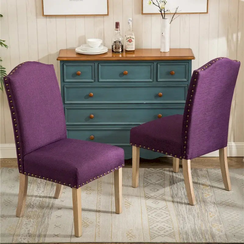 Solid Wood Upholstered Parson Dining Chairs (Set of 2)