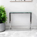 36" Clear Glass & Silver Chrome Sled Console Table