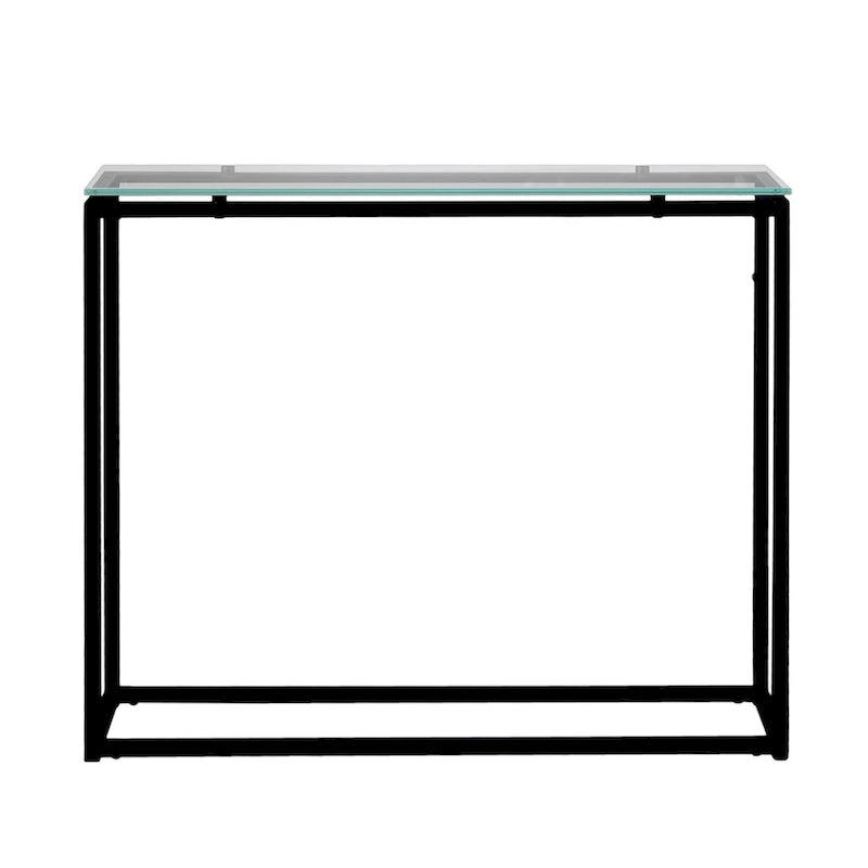 36" Clear Glass & Silver Chrome Sled Console Table