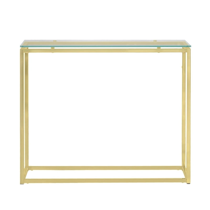36" Clear Glass & Silver Chrome Sled Console Table
