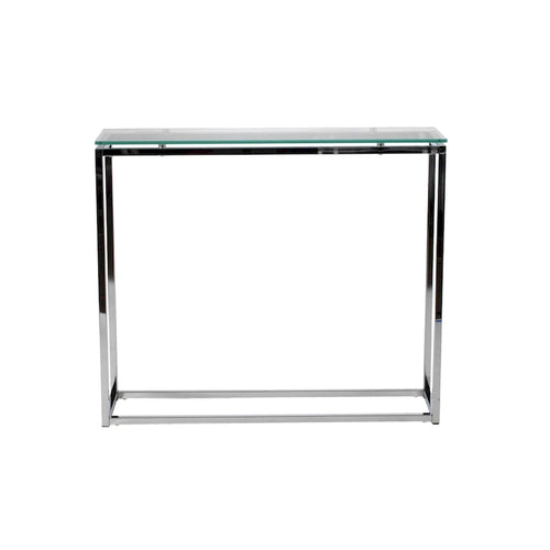 36" Clear Glass & Silver Chrome Sled Console Table