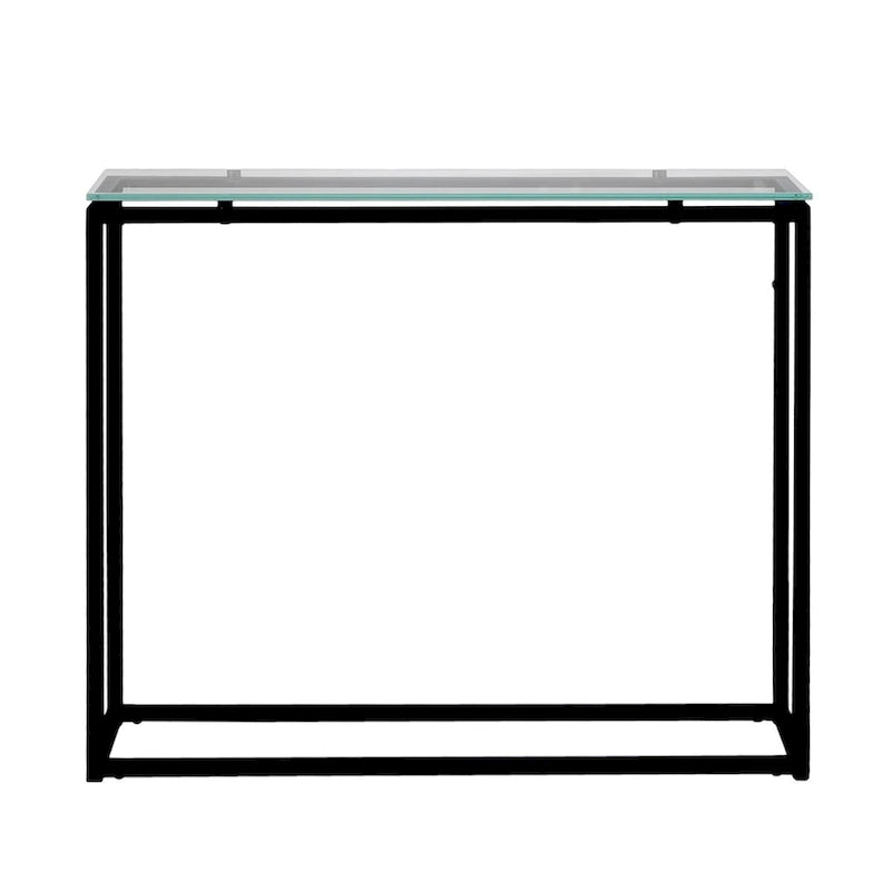 36" Clear Glass & Silver Chrome Sled Console Table