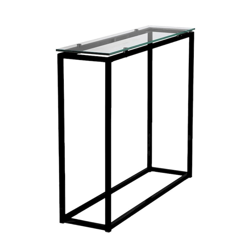 36" Clear Glass & Silver Chrome Sled Console Table