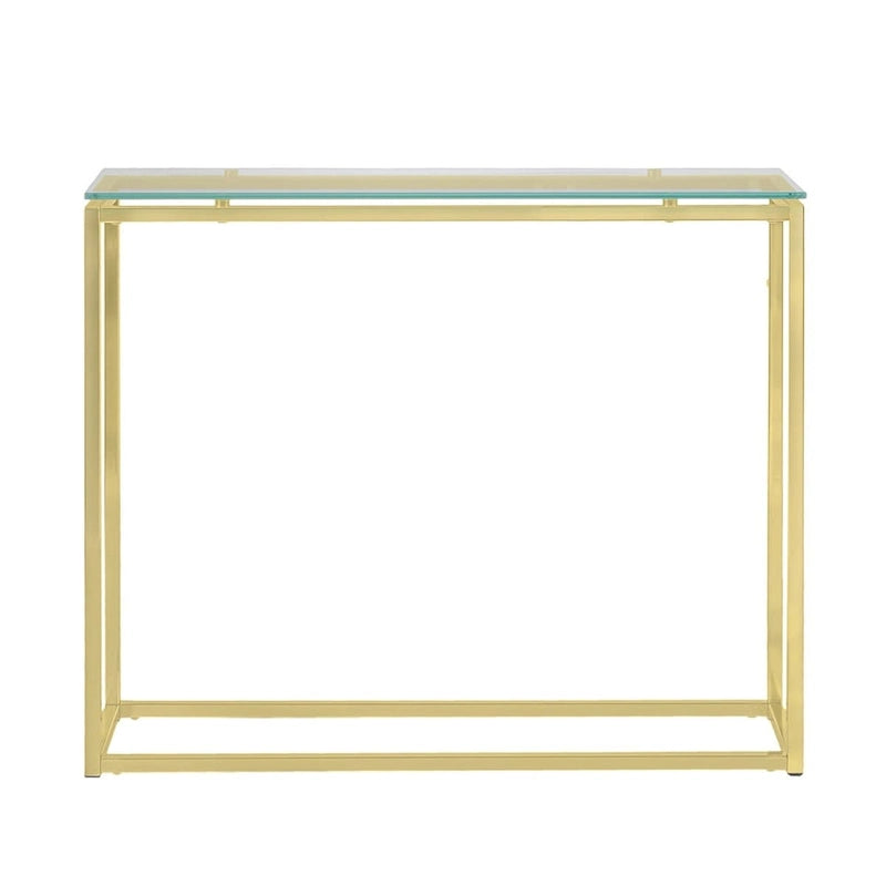 36" Clear Glass & Silver Chrome Sled Console Table