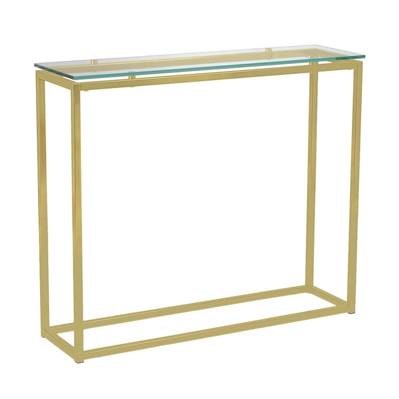 36" Clear Glass & Silver Chrome Sled Console Table