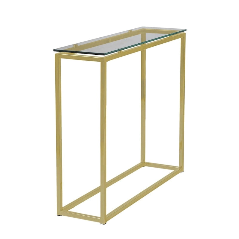 36" Clear Glass & Silver Chrome Sled Console Table