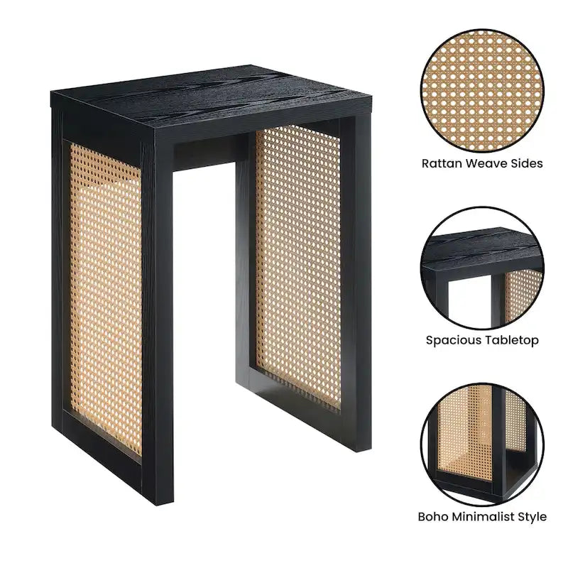 Boho Weave Rattan Side End Table