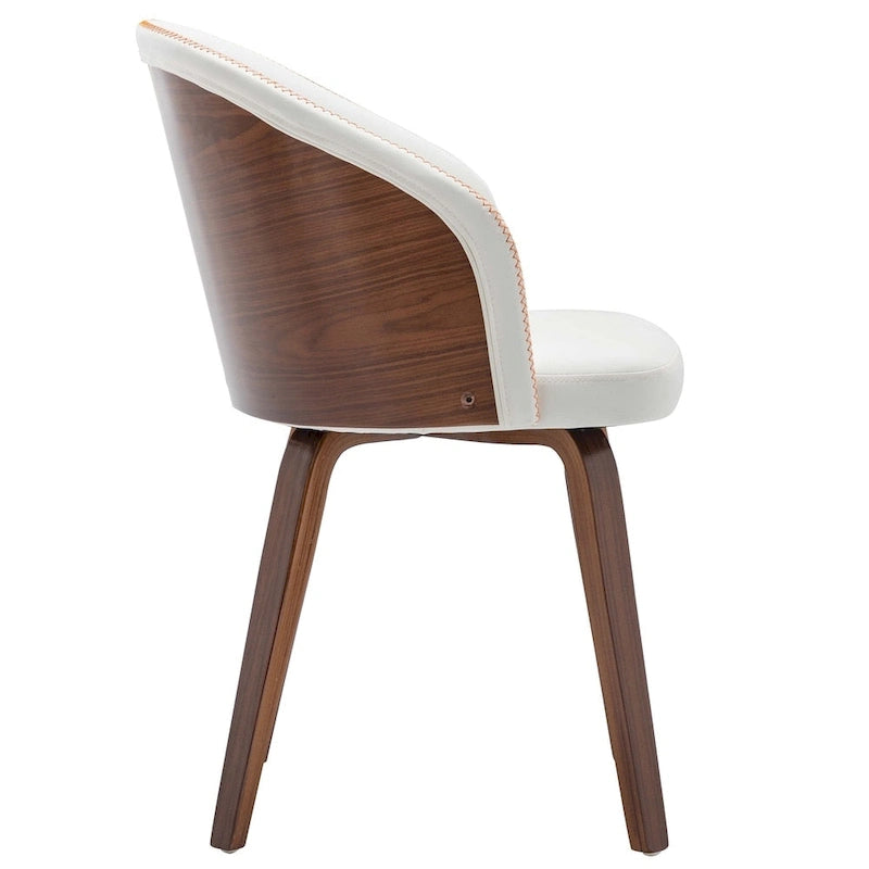 PU Leather & Wood Upholstered Dining Arm Chairs (Set of 2)