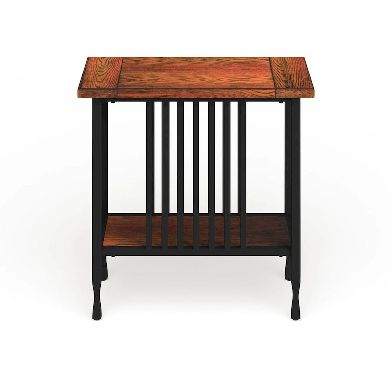 Matte Black Slatted Narrow Chairside Table with Drawer