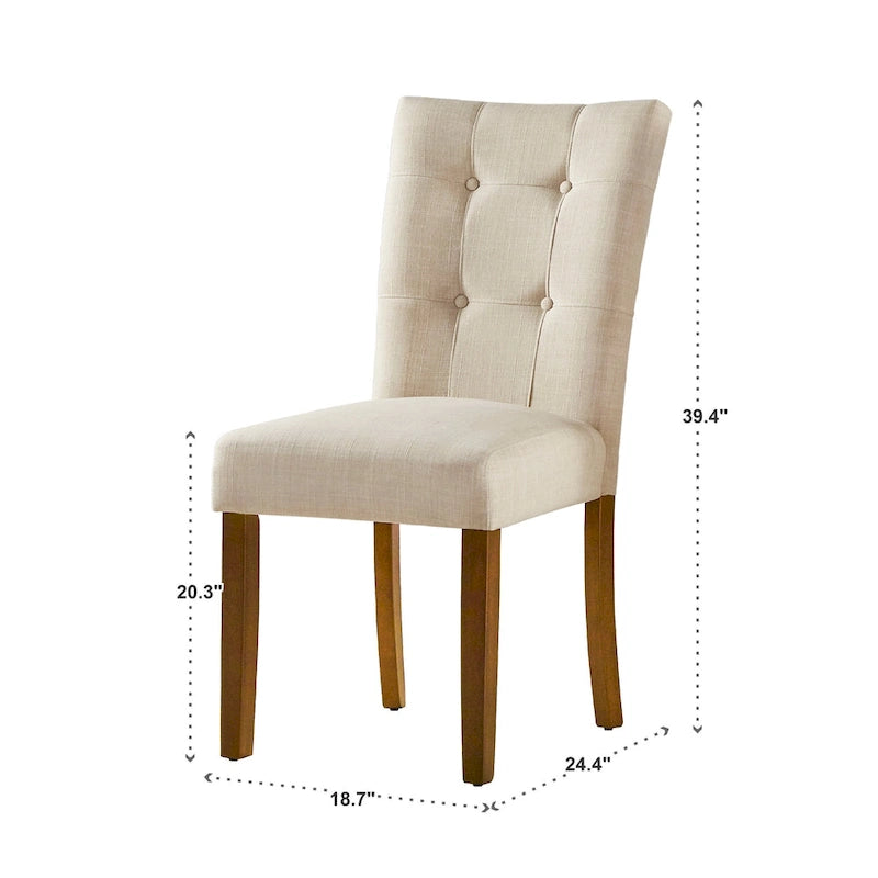 Upholstered Dining Chairs with Cherry Finish Legs (Set of 2)