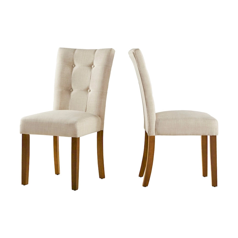 Upholstered Dining Chairs with Cherry Finish Legs (Set of 2)