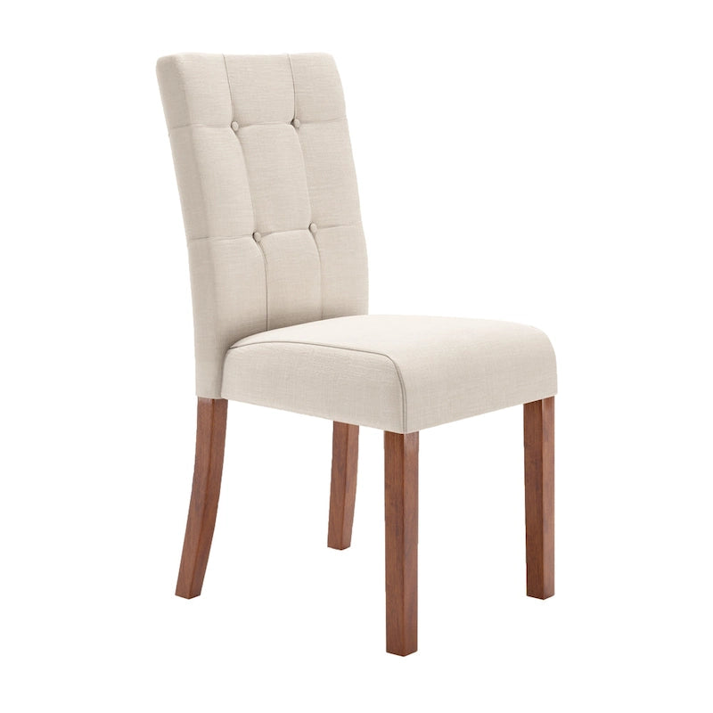 Upholstered Dining Chairs with Cherry Finish Legs (Set of 2)