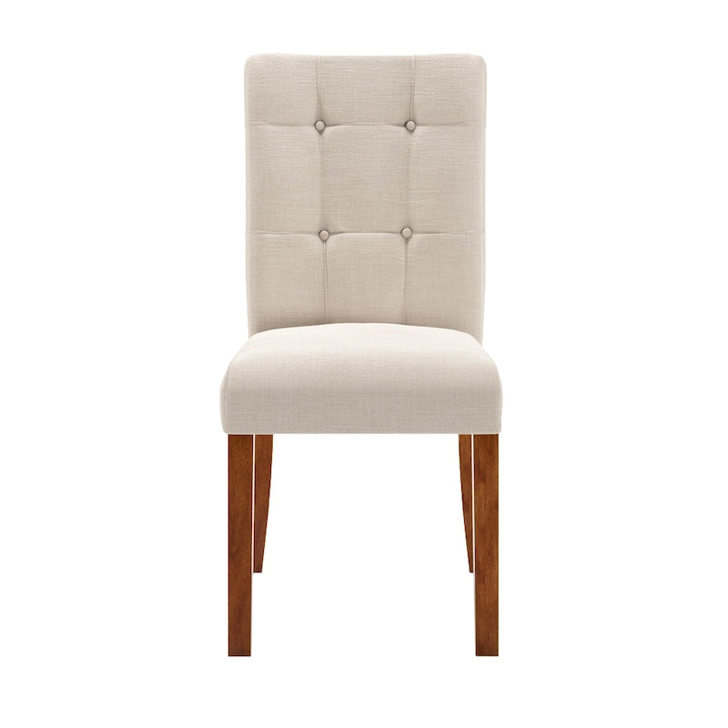 Upholstered Dining Chairs with Cherry Finish Legs (Set of 2)