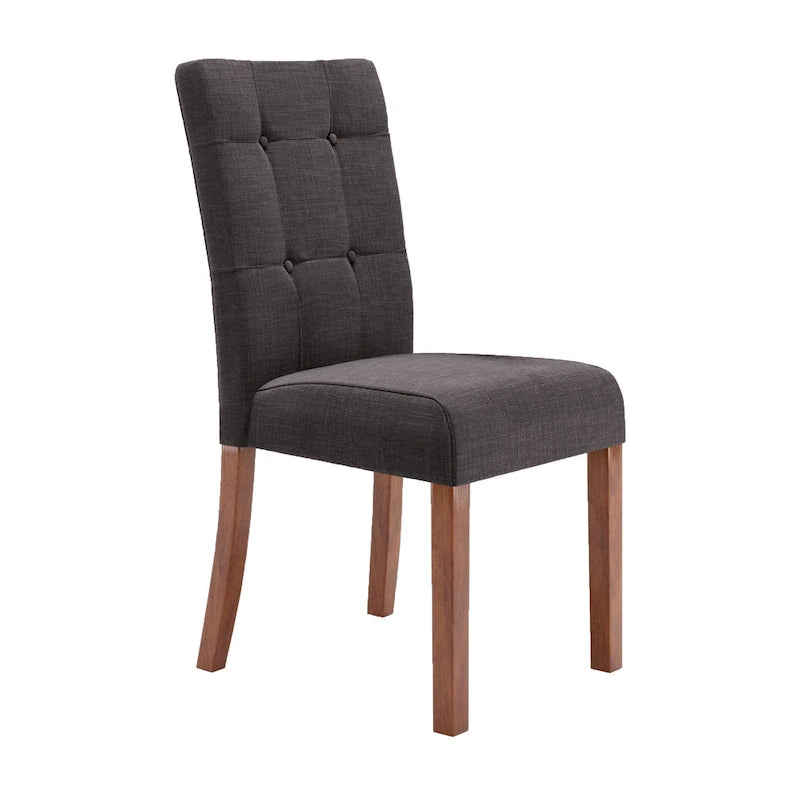Upholstered Dining Chairs with Cherry Finish Legs (Set of 2)