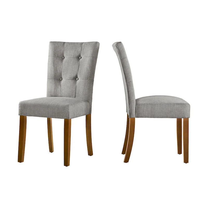 Upholstered Dining Chairs with Cherry Finish Legs (Set of 2)