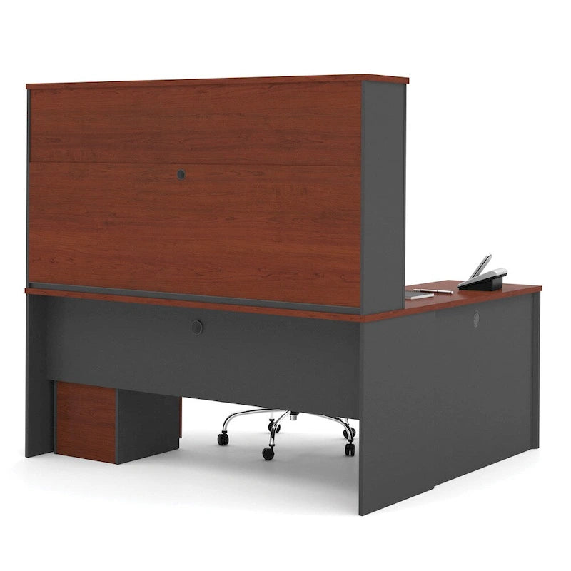 L-Shaped Workstation Desk with Hutch