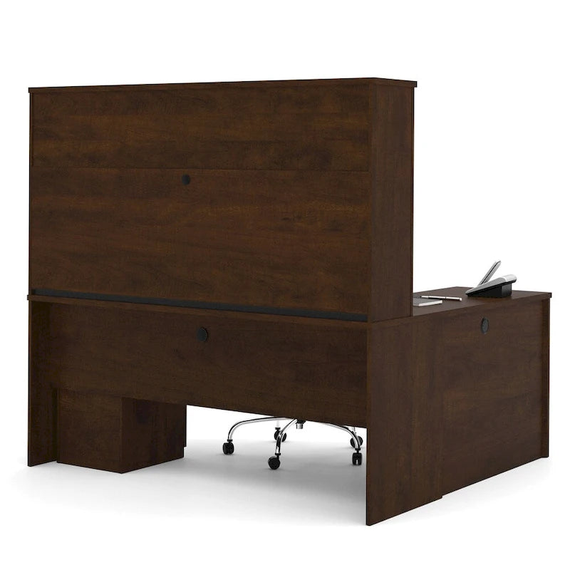 L-Shaped Workstation Desk with Hutch