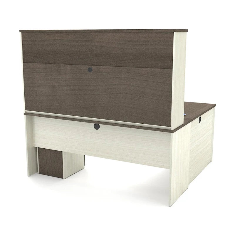 L-Shaped Workstation Desk with Hutch