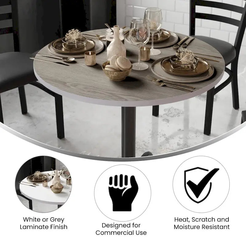 36 Round Table Top with Reversible Laminate Top
