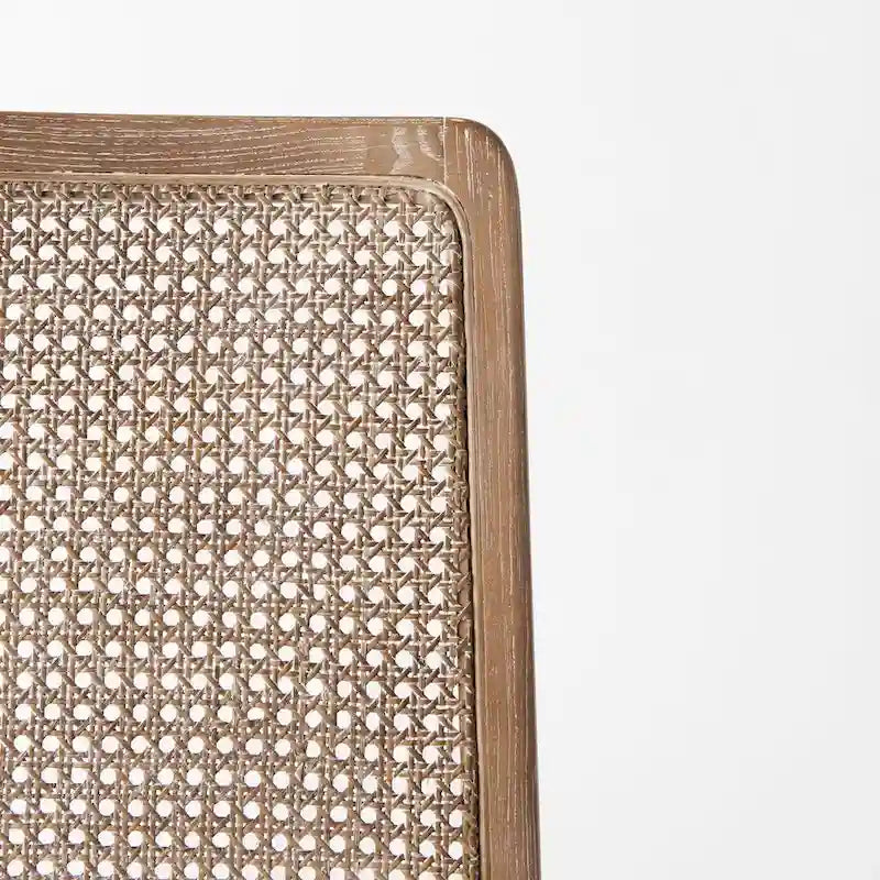 Light Brown Wood Armless Dining Chair with Cream Seat