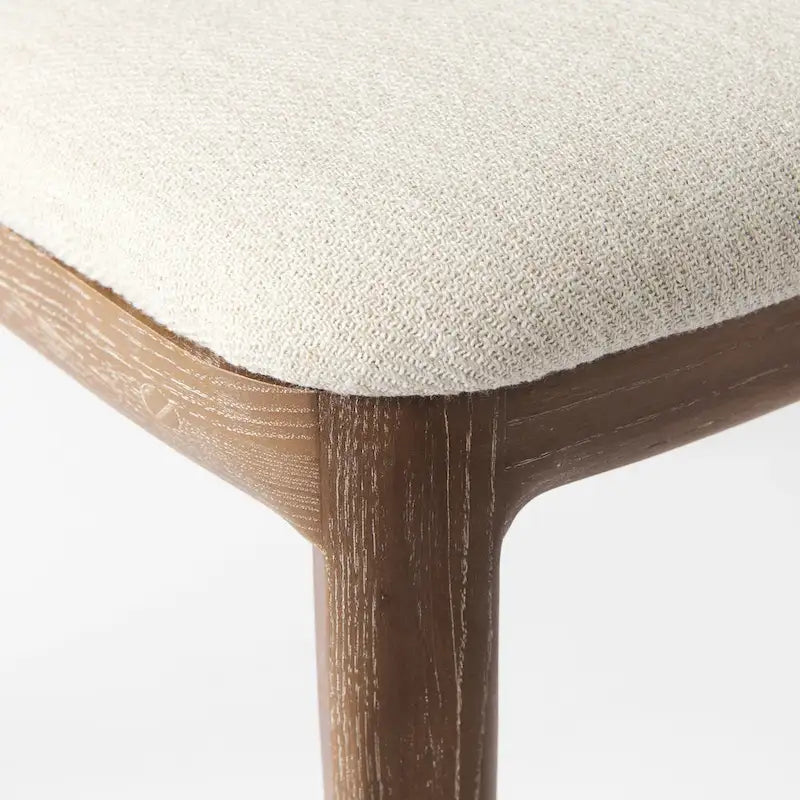 Light Brown Wood Armless Dining Chair with Cream Seat