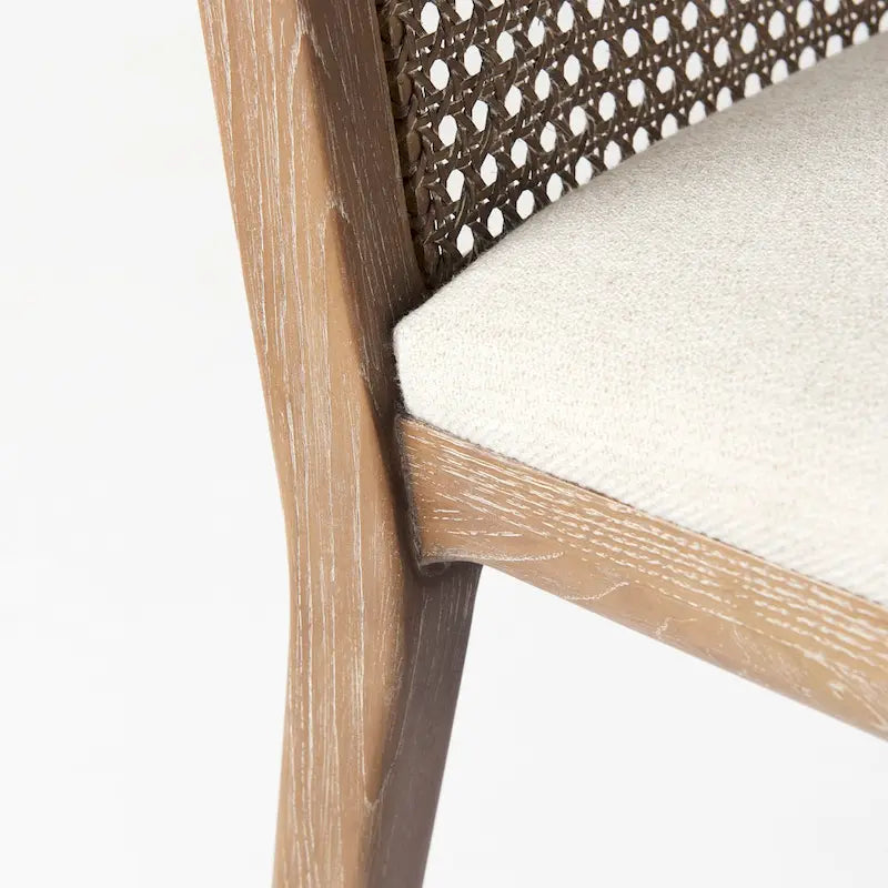 Light Brown Wood Armless Dining Chair with Cream Seat