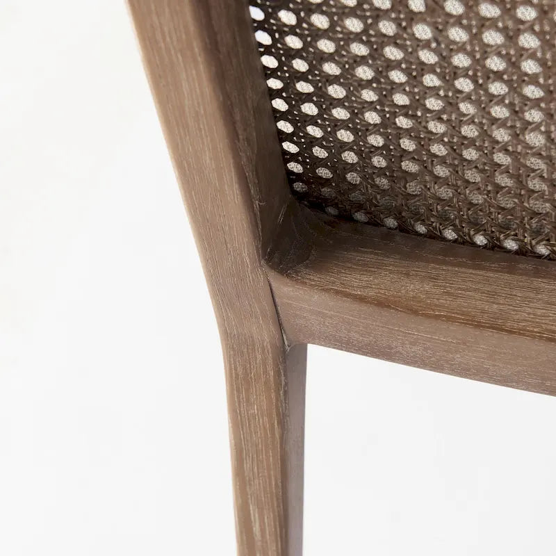 Light Brown Wood Armless Dining Chair with Cream Seat