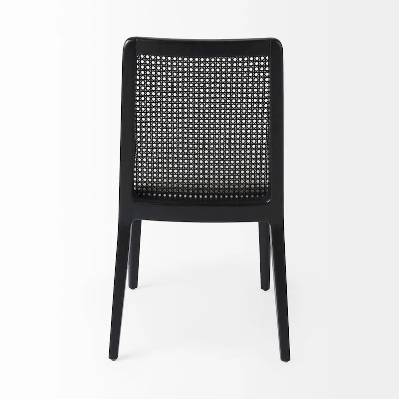 Light Brown Wood Armless Dining Chair with Cream Seat
