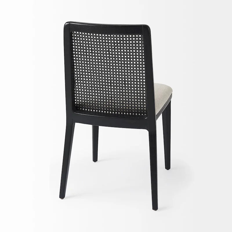 Light Brown Wood Armless Dining Chair with Cream Seat