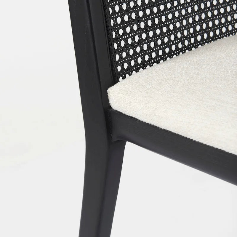 Light Brown Wood Armless Dining Chair with Cream Seat