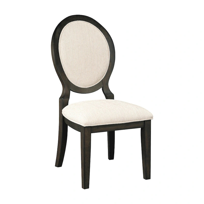 Dark Cocoa & Cream Upholstered Dining Chairs (Set of 8)