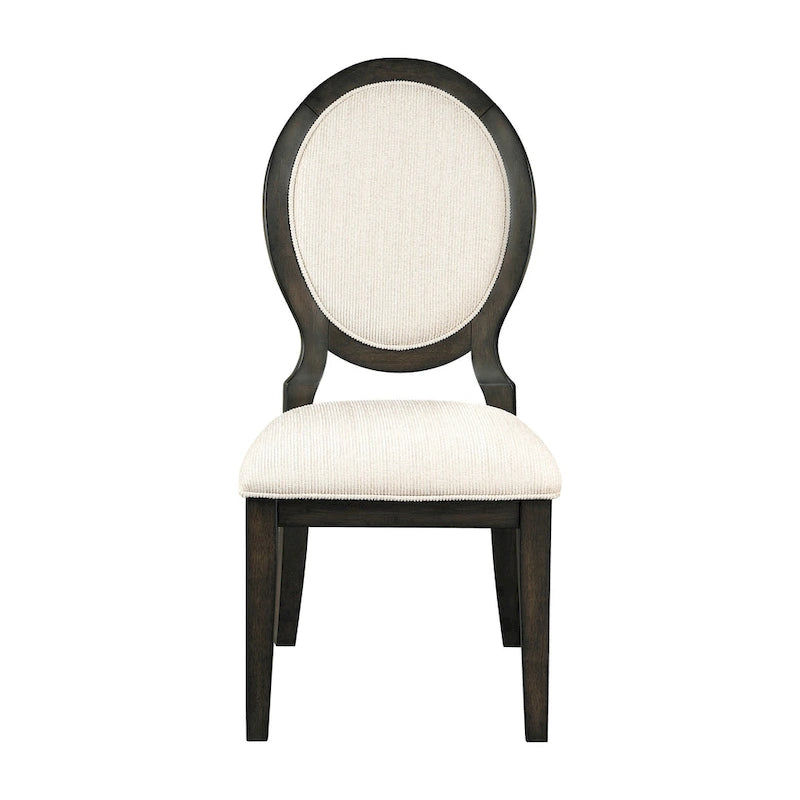 Dark Cocoa & Cream Upholstered Dining Chairs (Set of 8)