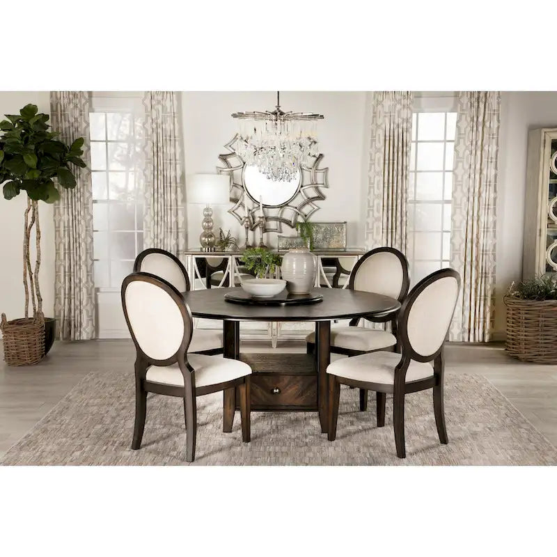 Dark Cocoa & Cream Upholstered Dining Chairs (Set of 8)