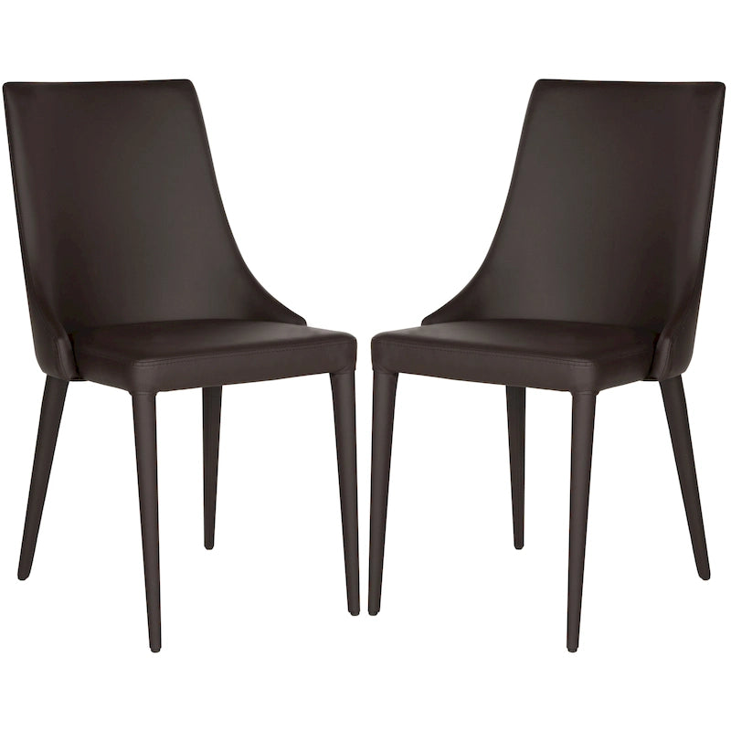 Mid-Century Modern White PU Leather Dining Chair (Set of 2)
