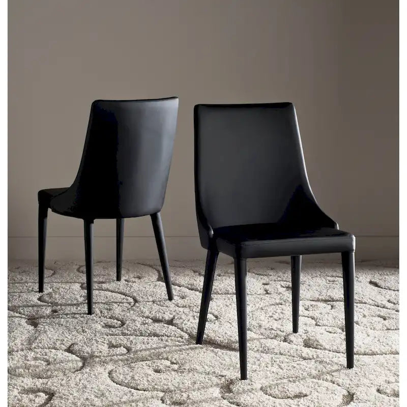 Mid-Century Modern White PU Leather Dining Chair (Set of 2)
