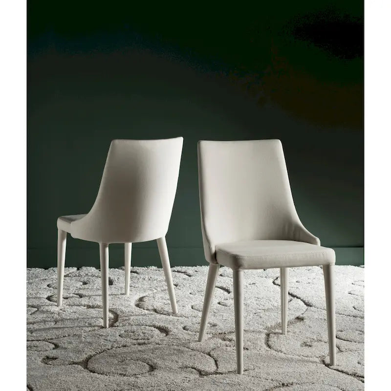 Mid-Century Modern White PU Leather Dining Chair (Set of 2)